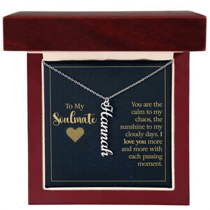 You Are The Calm Vertical Name Necklace Personalized Silver Tone Vertical N